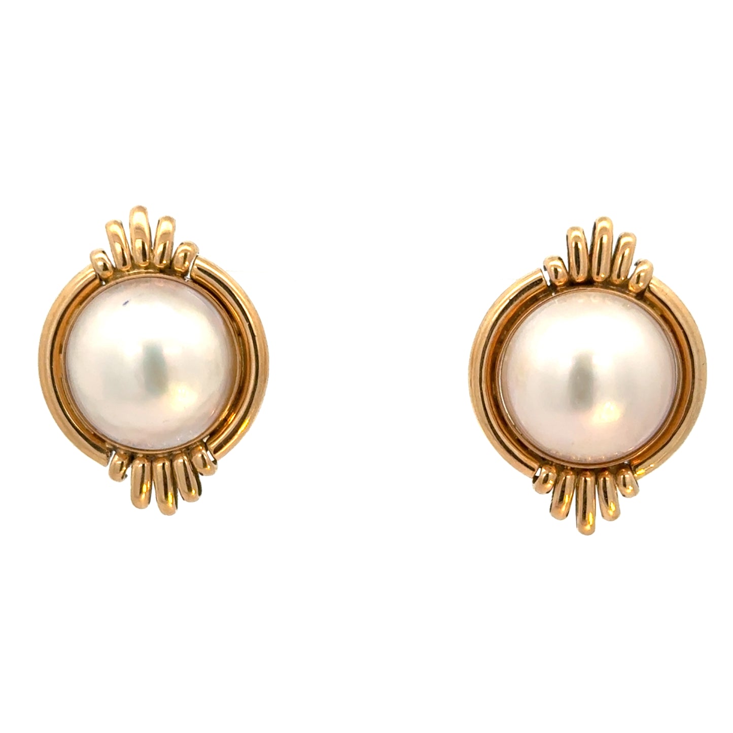 Estate 18K Yellow Gold Mother of Pearl Earrings | Timeless Classic