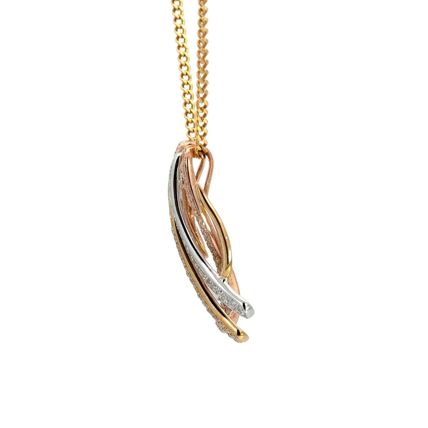 EFFY 14K Tri-Color Gold Diamond Ribbon Pendant