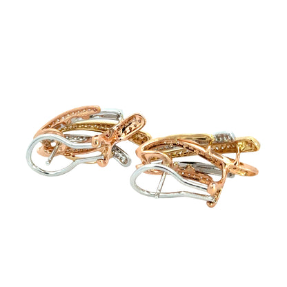 EFFY 14K Tri-Color Gold Diamond Ribbon Pendant & Earrings Set