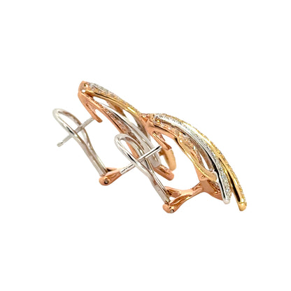 EFFY 14K Tri-Color Diamond Ribbon Earrings