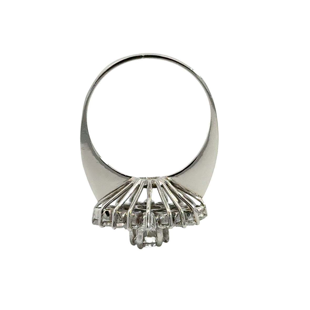 Antique Platinum Diamond Flower Ring – Vintage 1940s Floral Cluster