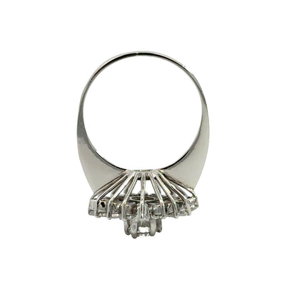 Antique Platinum Diamond Flower Ring – Vintage 1940s Floral Cluster