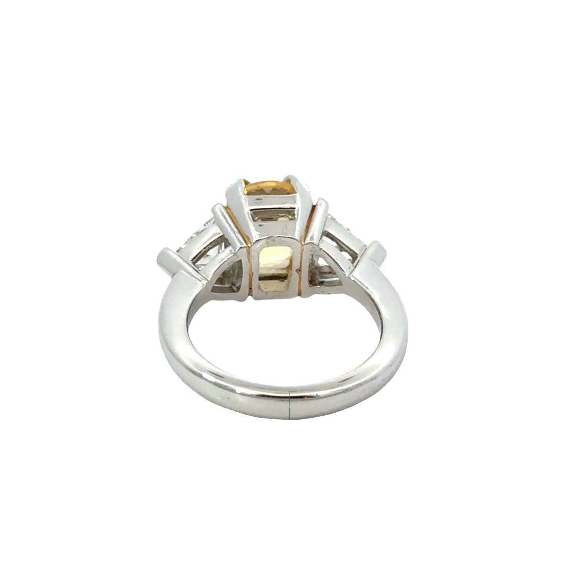 Platinum Yellow Sapphire & Trillion Diamond Three-Stone Ring