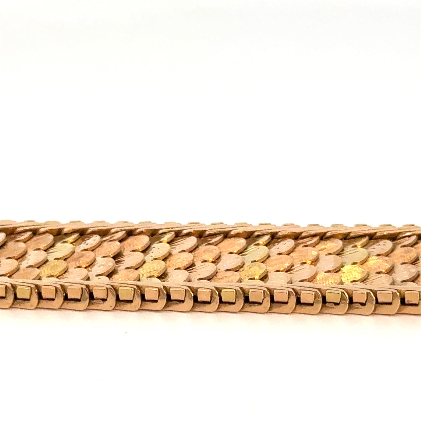 Vintage 1950s Retro 18K Rose Gold Articulated Scale Bracelet