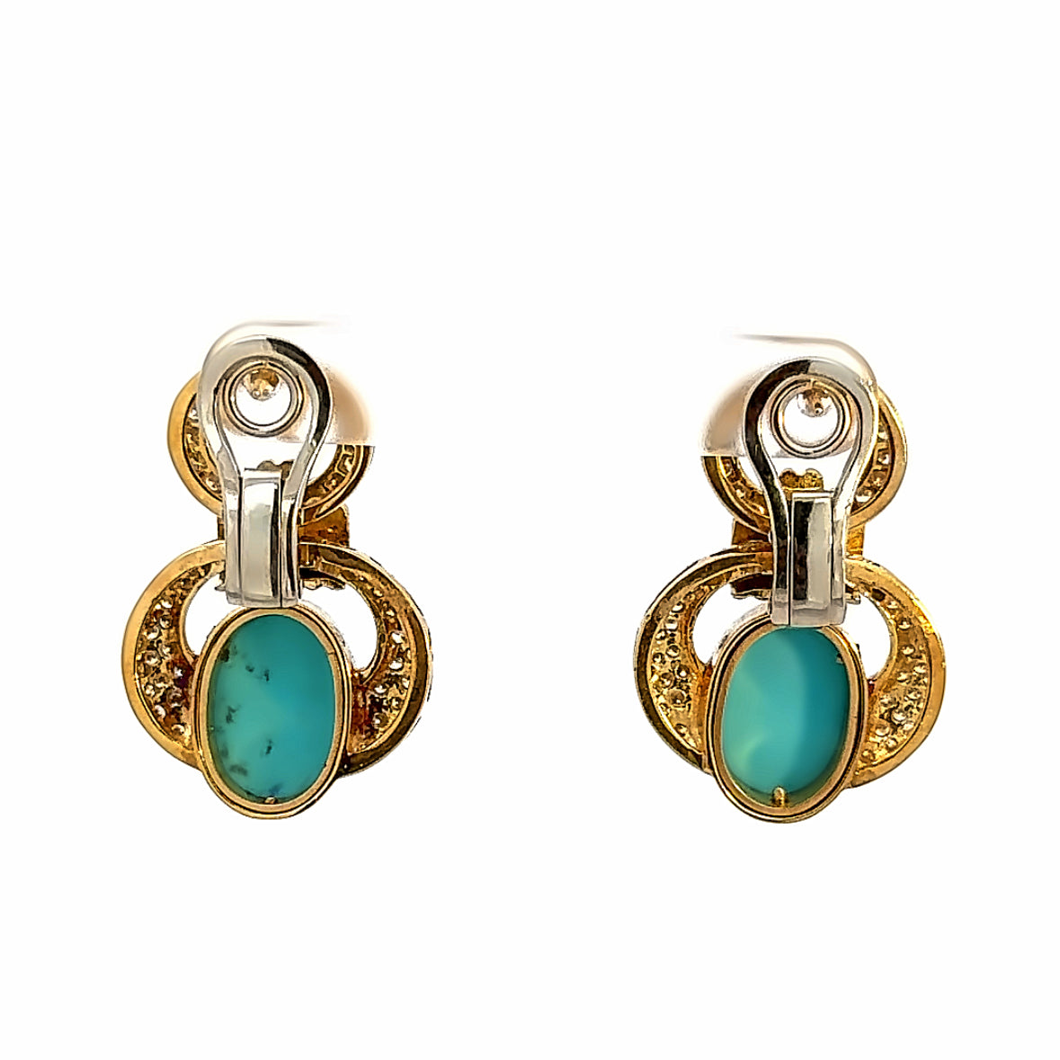 Bellucci Asuncion 18K Yellow Gold, Turquoise & Diamond French-Clip Earrings