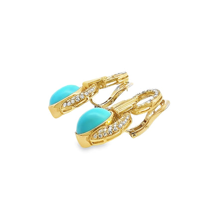 Bellucci Asuncion 18K Yellow Gold, Turquoise & Diamond French-Clip Earrings