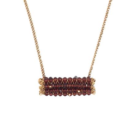 14K Yellow Gold Vintage Bohemian Garnet Cluster Pendant