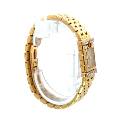 Van Cleef & Arpels 18K Yellow Gold Diamond & Ruby Bracelet Watch
