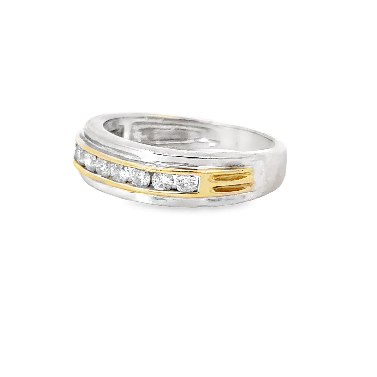 14K Two-Tone Diamond Men’s Band Ring