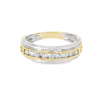 14K Two-Tone Diamond Men’s Band Ring