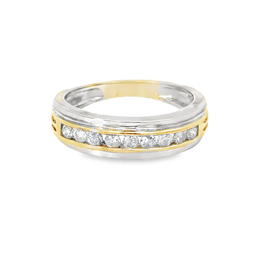 14K Two-Tone Diamond Men’s Band Ring