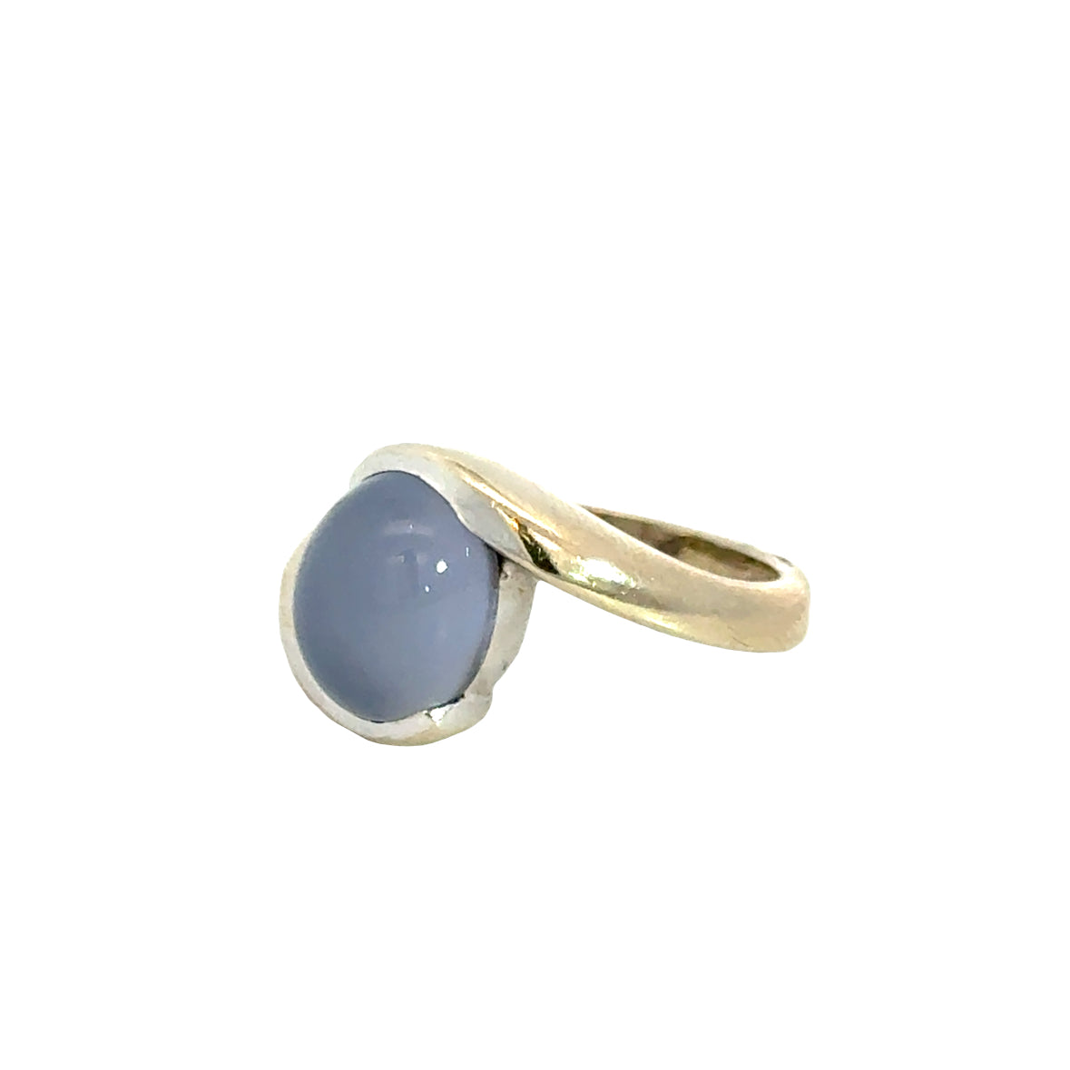 14K White Gold Moonstone Bypass Style Ring – Pastel Lavender Cabochon