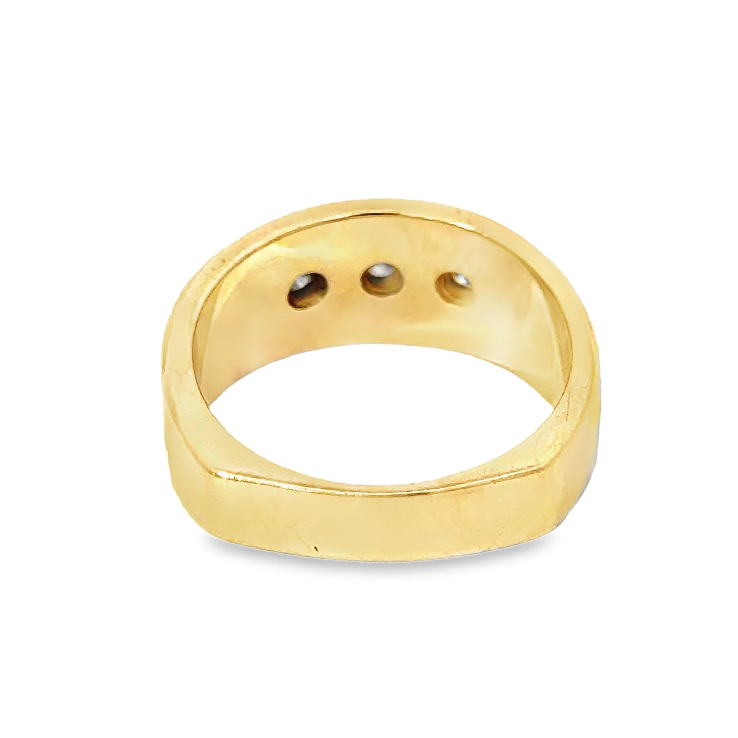 14K Yellow Gold Three-Diamonds Men’s Band Ring