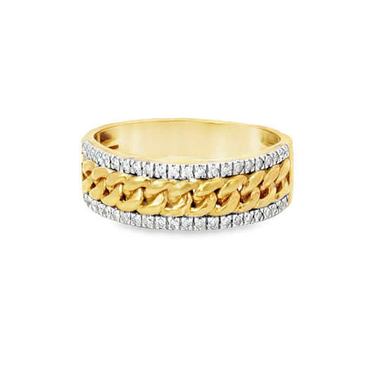 Chain Link Yellow Gold & Diamond Men’s Ring