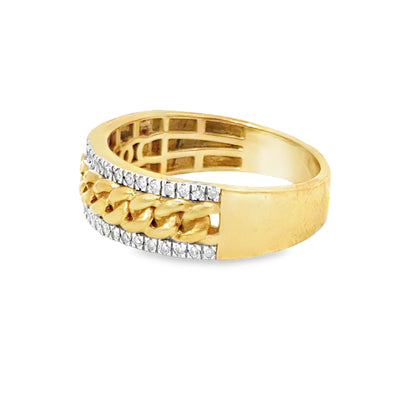 Chain Link Yellow Gold & Diamond Men’s Ring