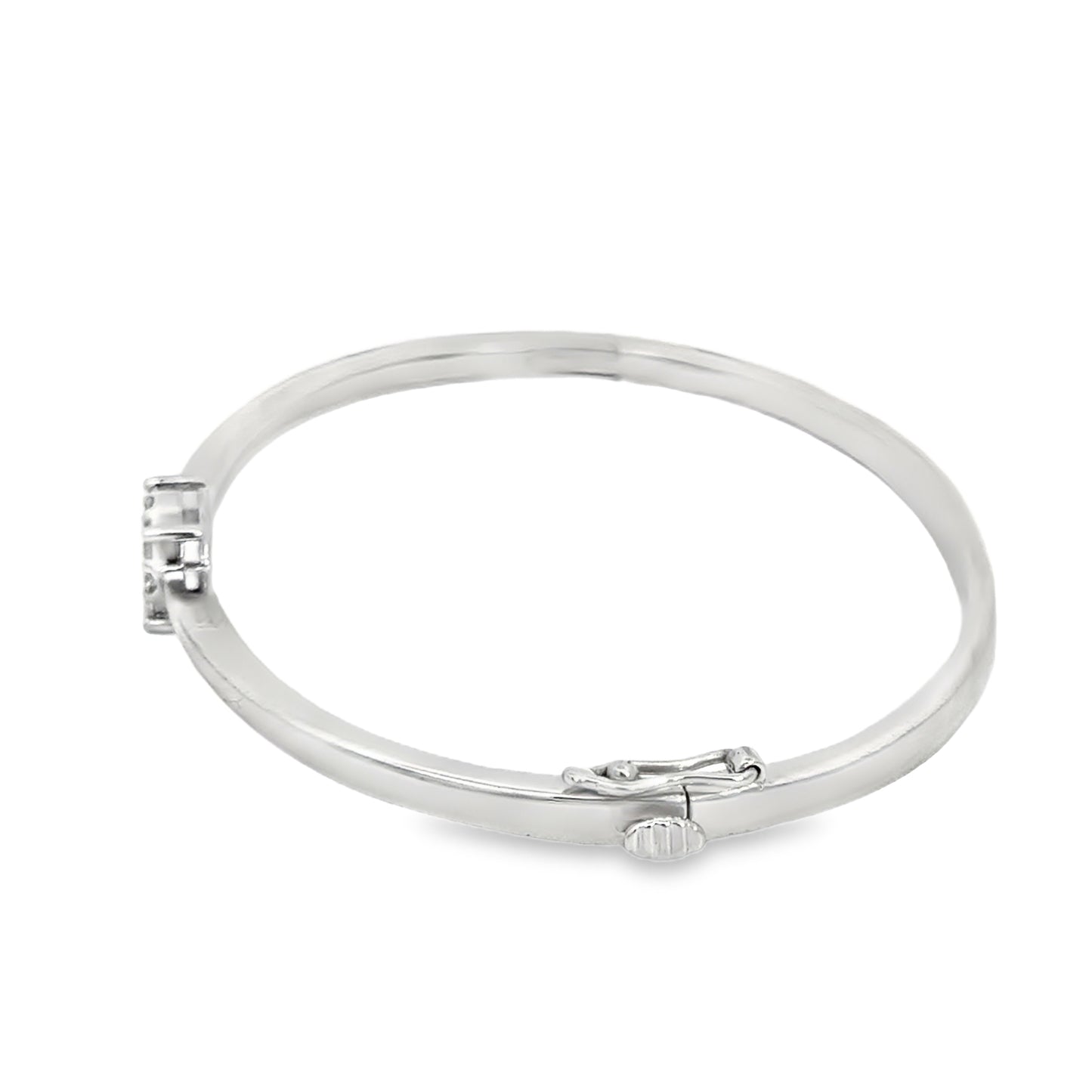 Classic 18K White Gold Diamond Cluster Bangle