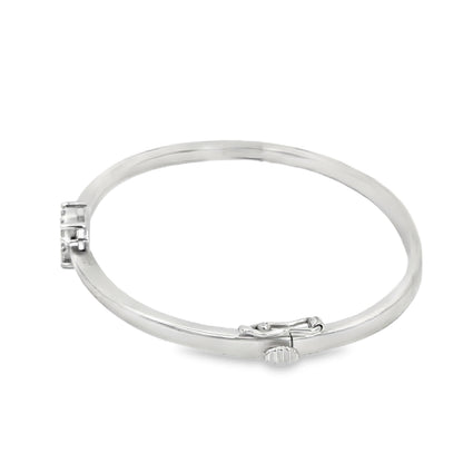 Classic 18K White Gold Diamond Cluster Bangle