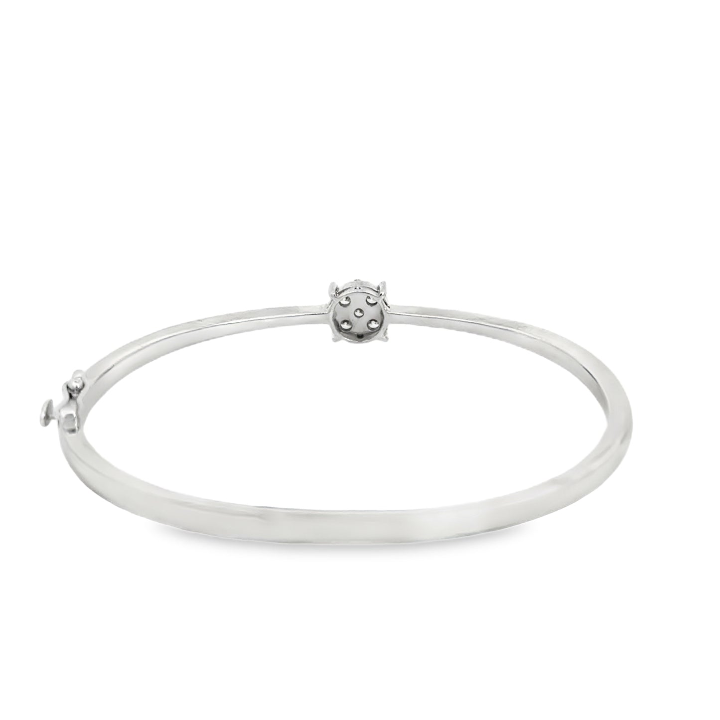 Classic 18K White Gold Diamond Cluster Bangle