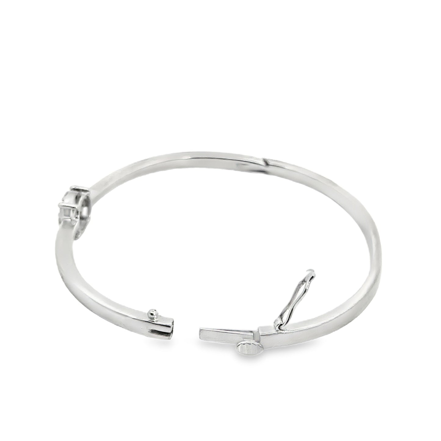 Classic 18K White Gold Diamond Cluster Bangle
