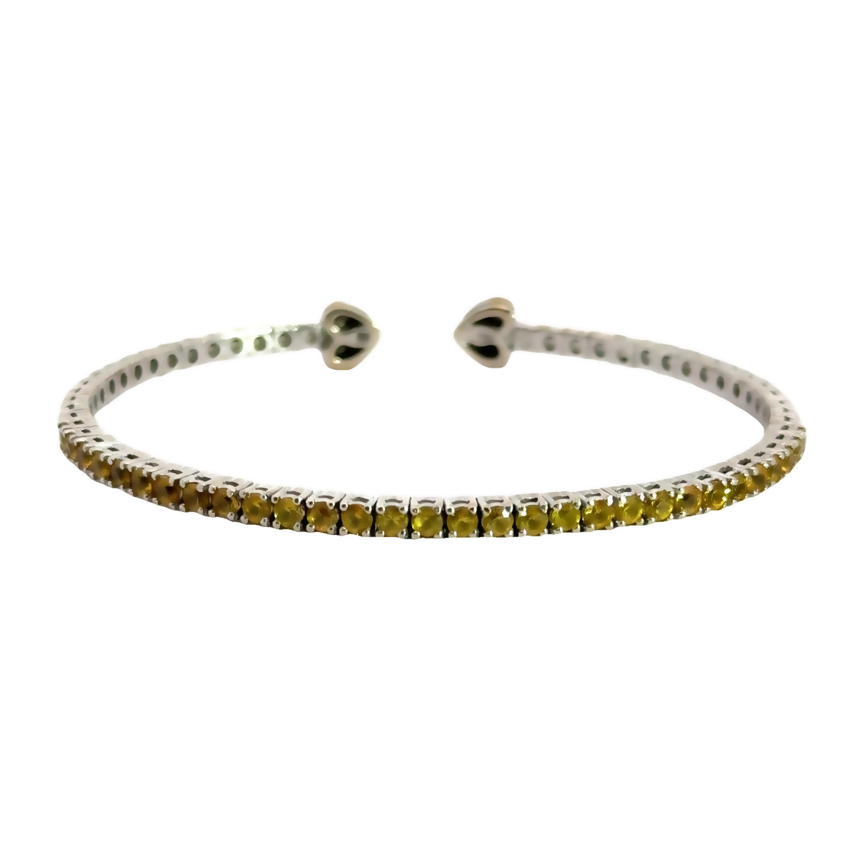 18K White Gold Citrine & Hearts Flex Bangle