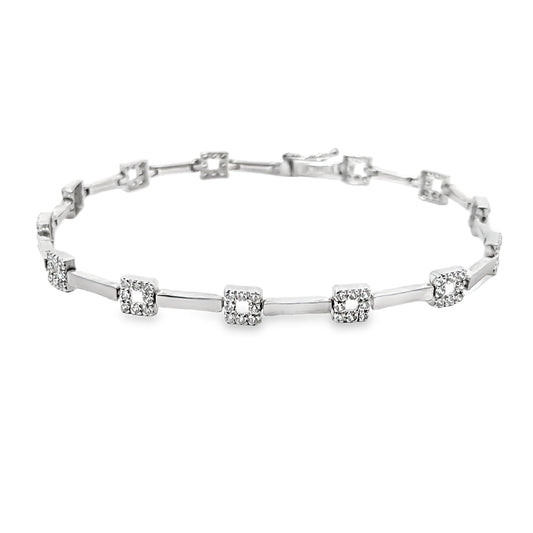 Modern White Gold Bracelet with Square Diamond Links