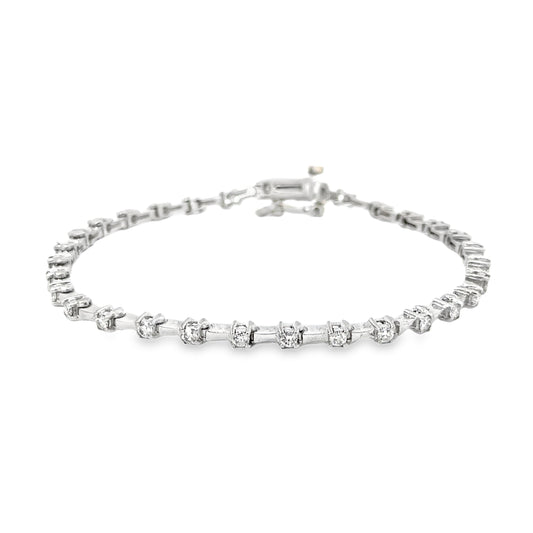 Classic 14K White Gold & Diamond Bracelet