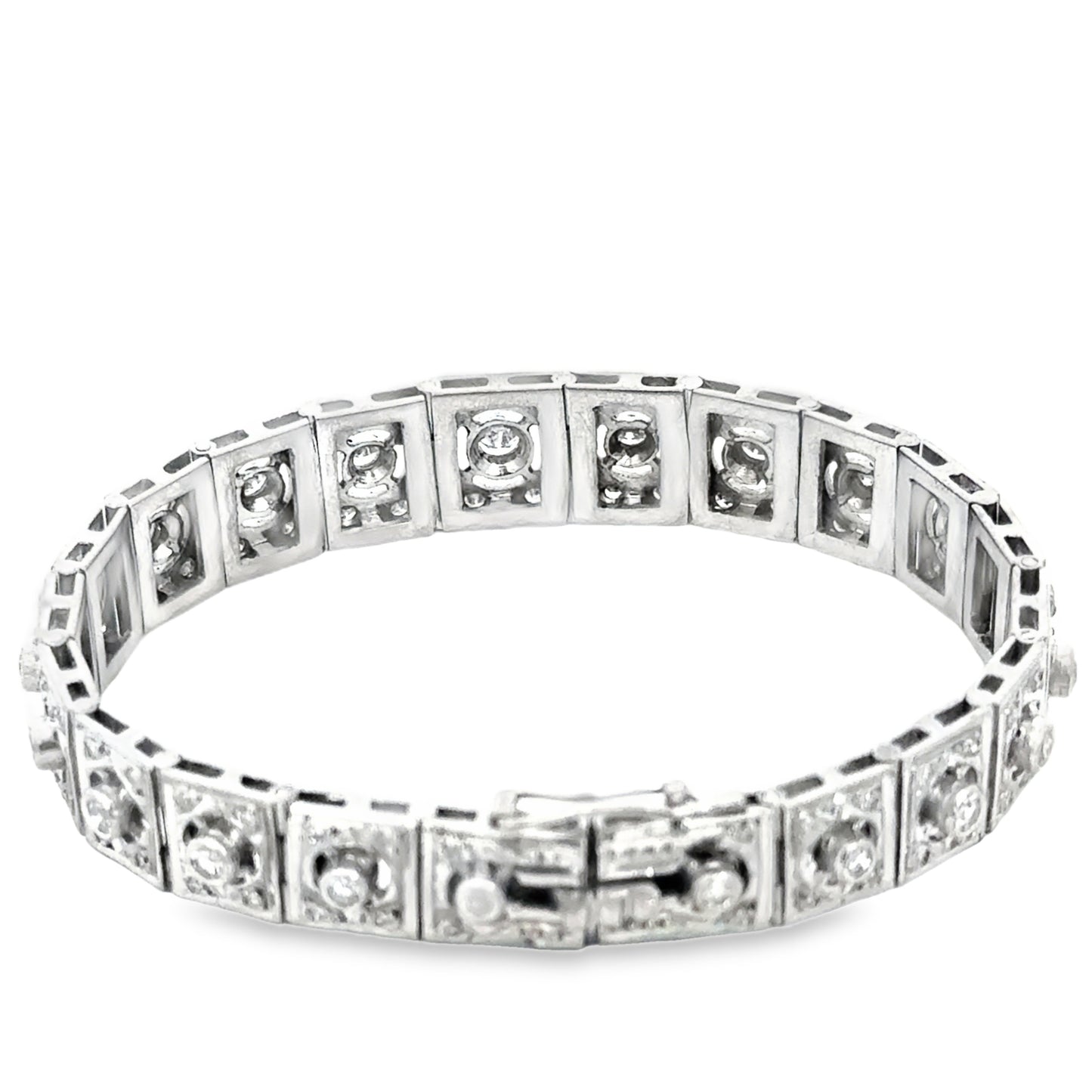 Antique 18K Deco Diamond Panel Bracelet, VS/G Diamonds