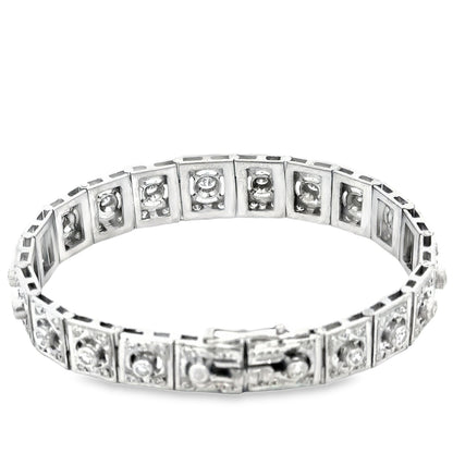 Antique 18K Deco Diamond Panel Bracelet, VS/G Diamonds