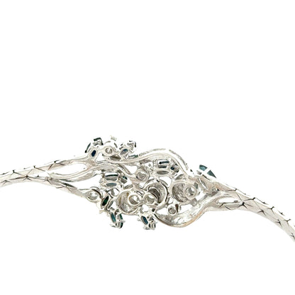 Floral Sapphire & Diamond Ribbon Bracelet in 18K White Gold
