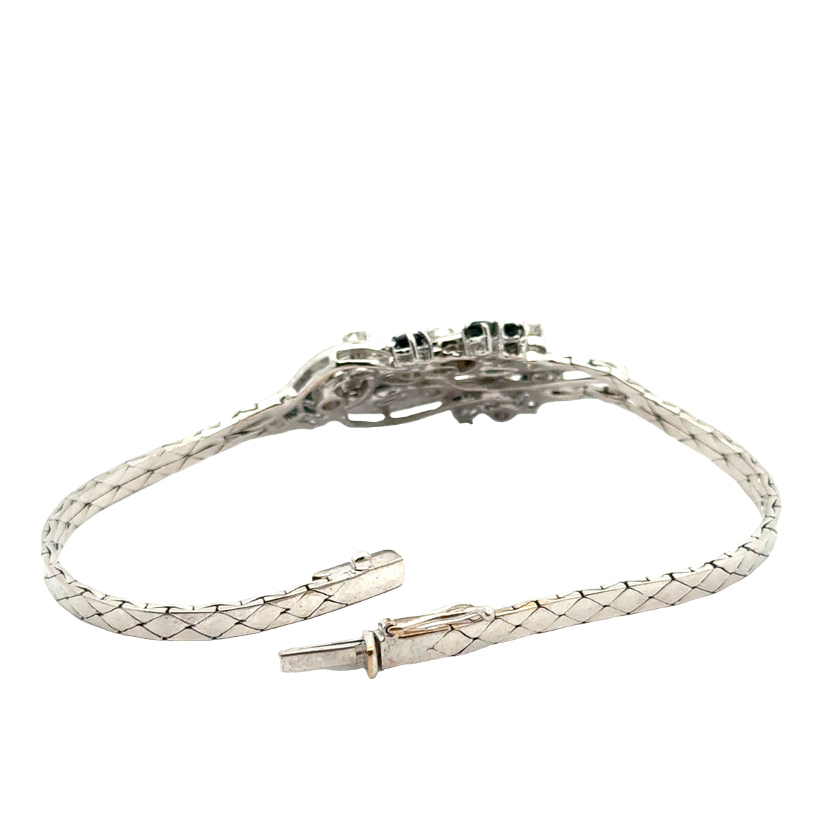 Floral Sapphire & Diamond Ribbon Bracelet in 18K White Gold