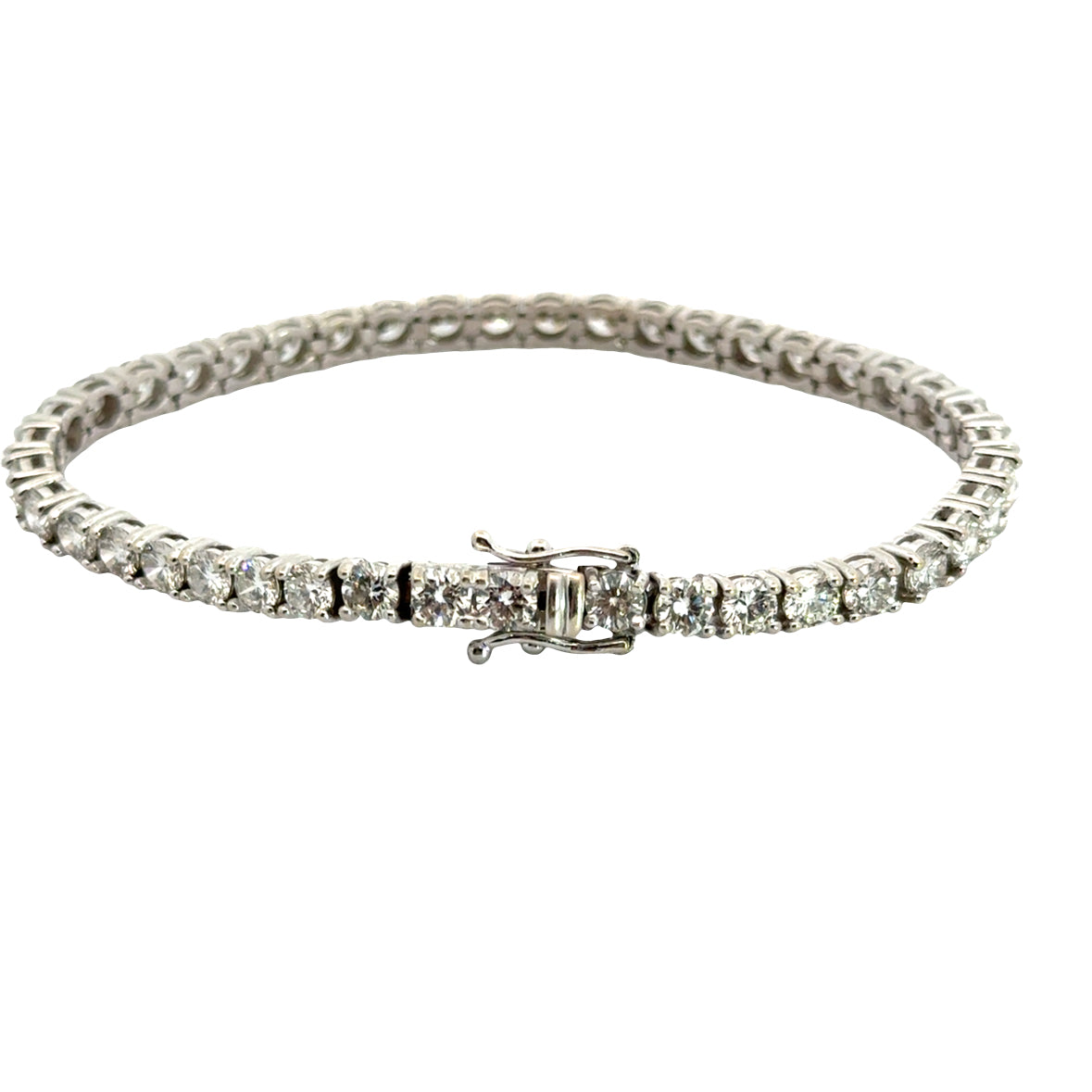 Classic 14K White Gold Lab Grown Diamond Tennis Bracelet Estate Jewelry