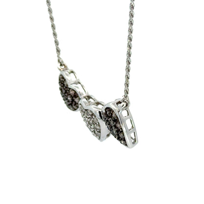 Diamond Triple Heart Necklace White Gold Pavé Hearts