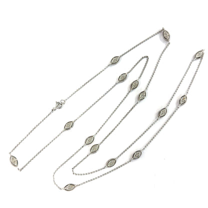 14K White Gold Diamond By-the-Yard Necklace – 28”