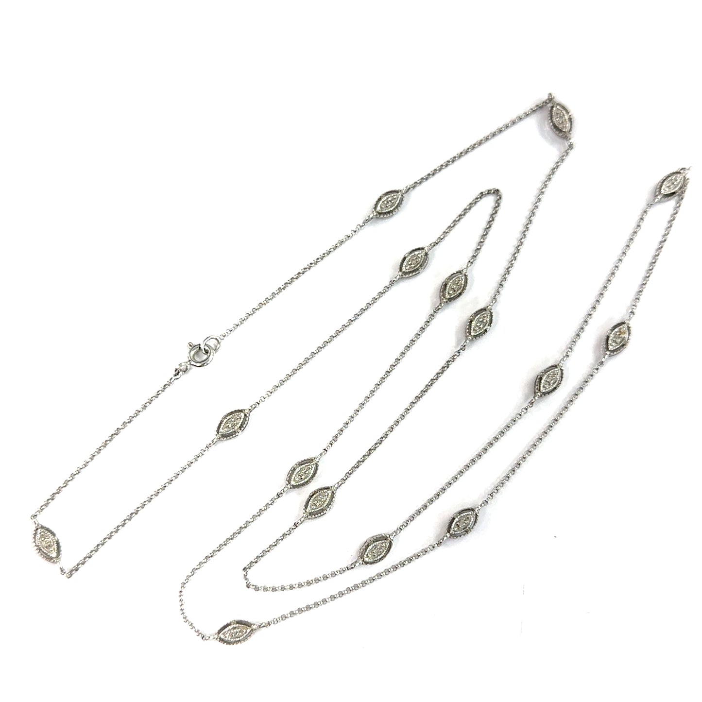 14K White Gold Diamond By-the-Yard Necklace – 28”