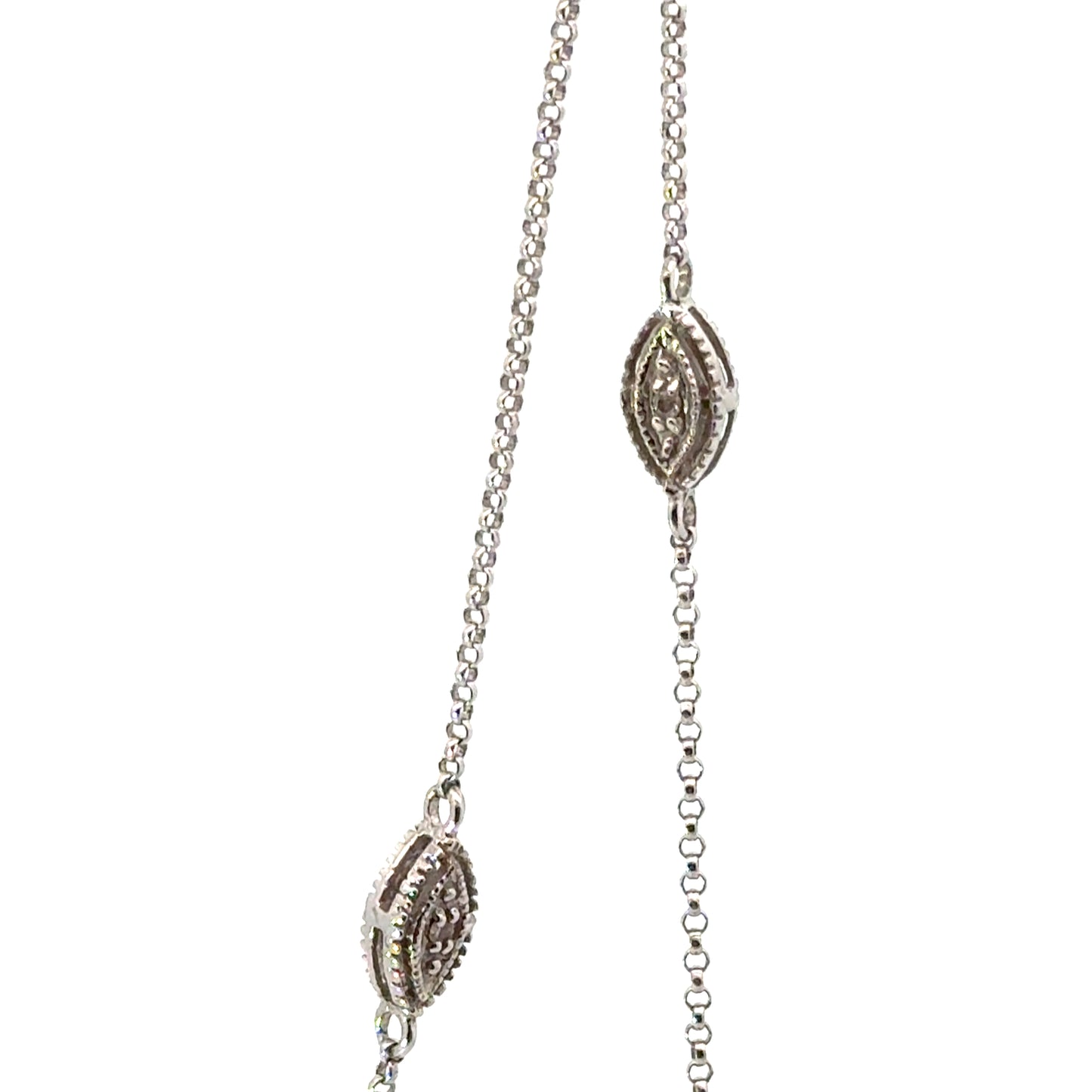 14K White Gold Diamond By-the-Yard Necklace – 28”