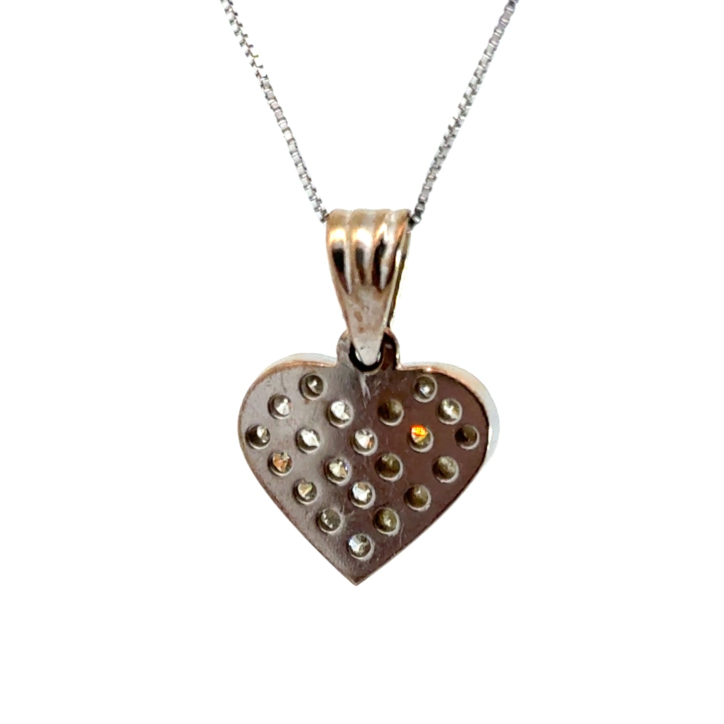 14K White Gold Heart & Diamond Pendant