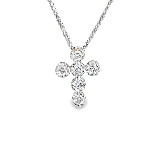 18K White Gold Diamond Cross Pendant