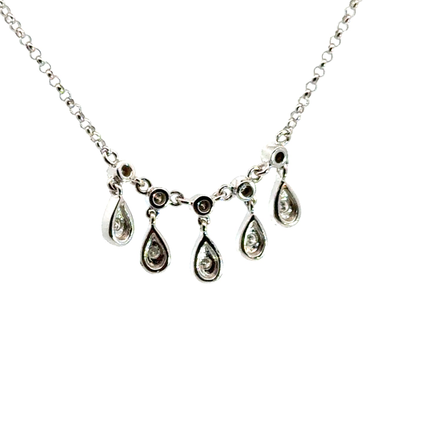 14K White Gold Diamond Teardrop Necklace