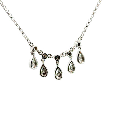 14K White Gold Diamond Teardrop Necklace