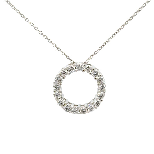 THE LEO 14K White Gold Elegant Circle Pendant Necklace