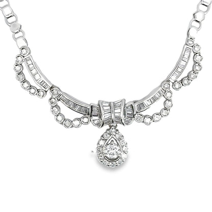 18K White Gold Antique Diamond Necklace