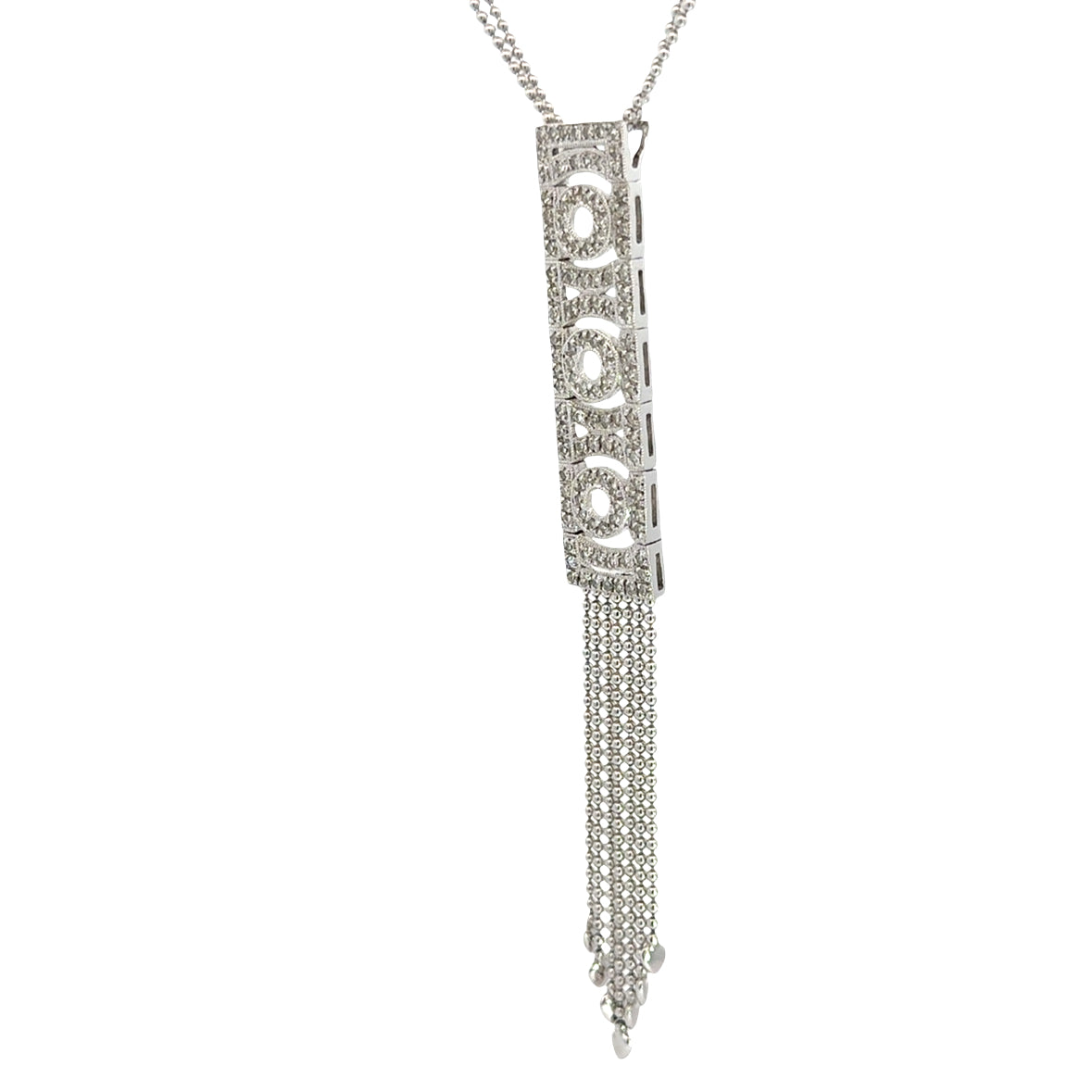 Diamond Tassel Pendant Necklace in 14K White Gold