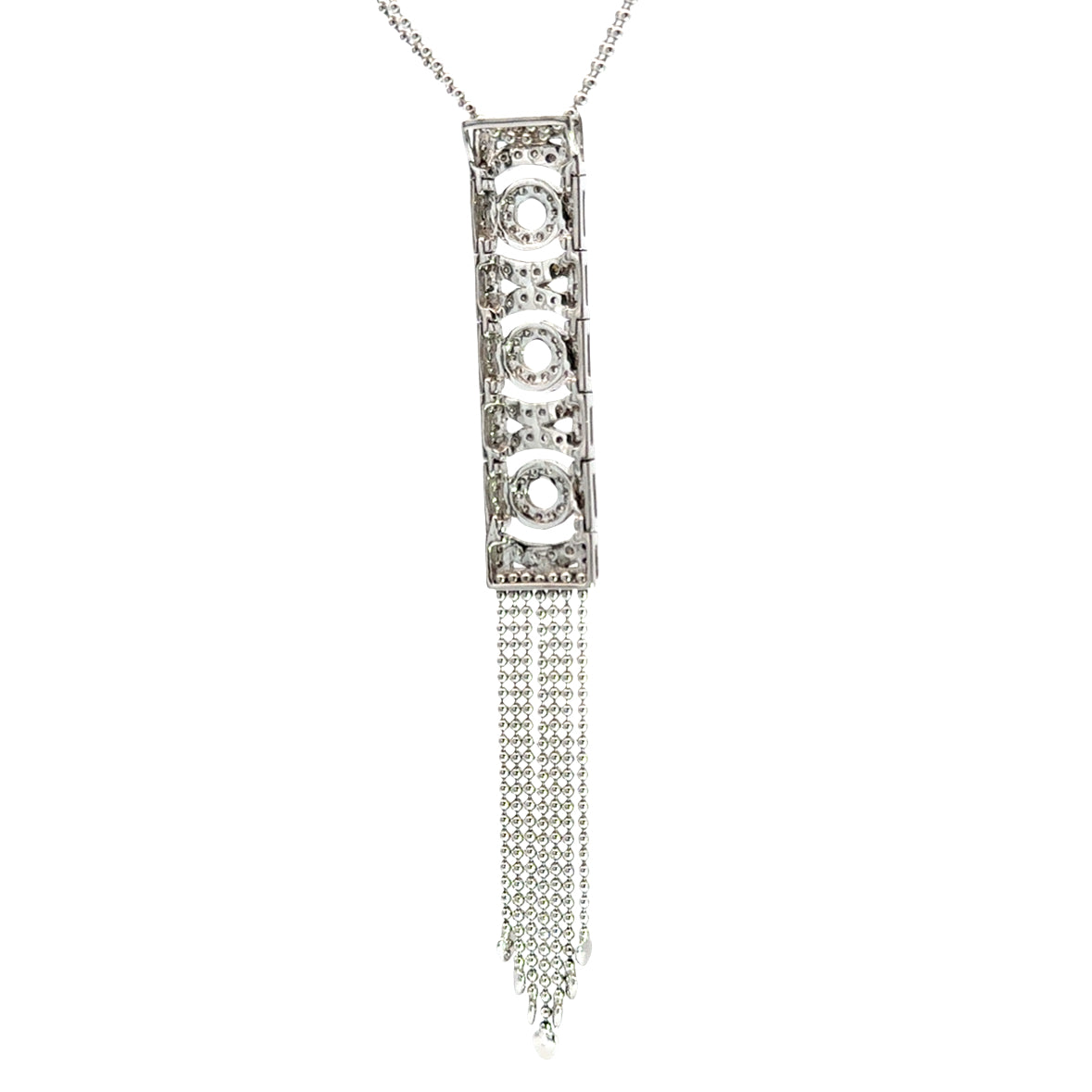 Diamond Tassel Pendant Necklace in 14K White Gold