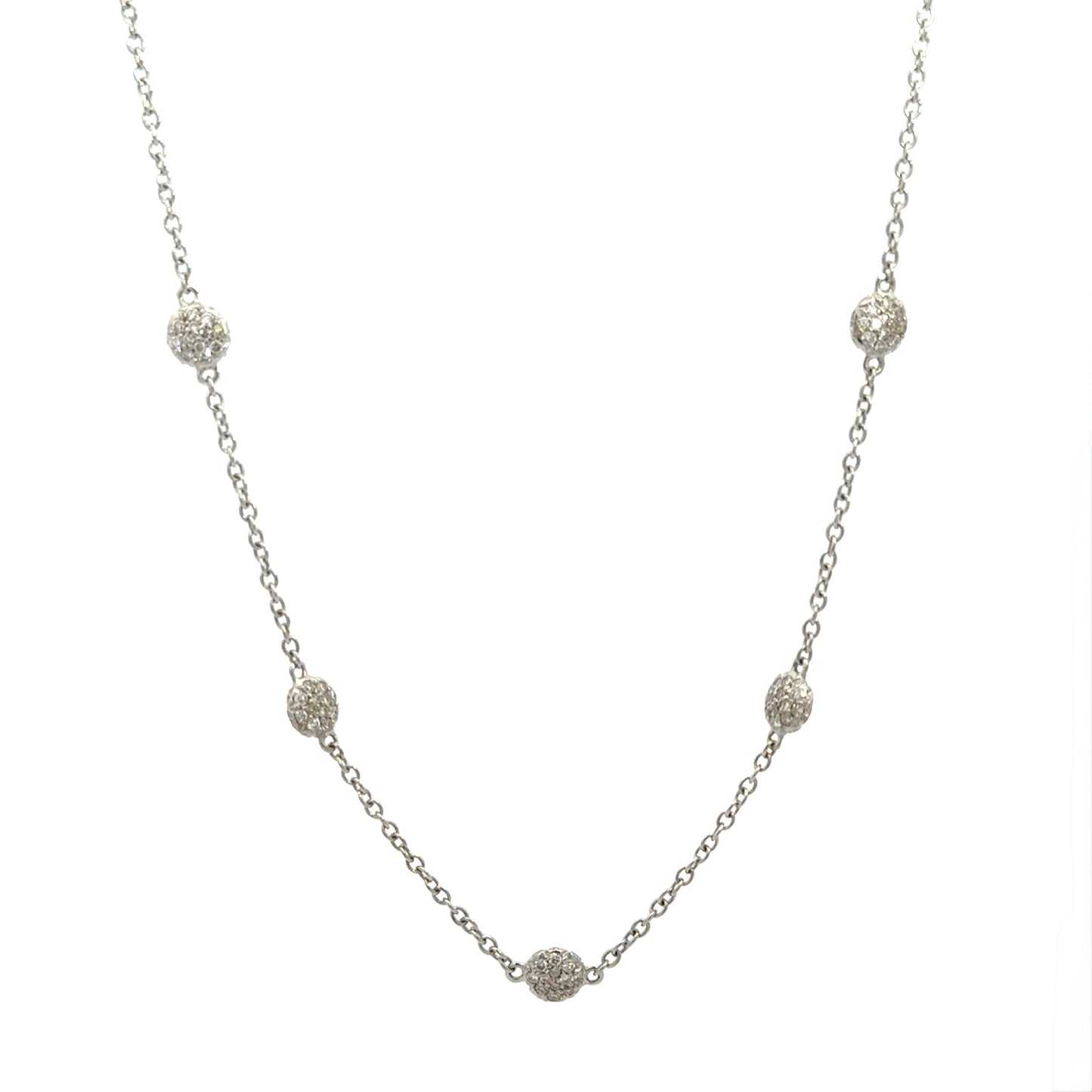 Ippolita 18K White Gold Diamond Station Necklace – 18”