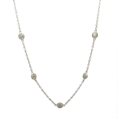 Ippolita 18K White Gold Diamond Station Necklace – 18”
