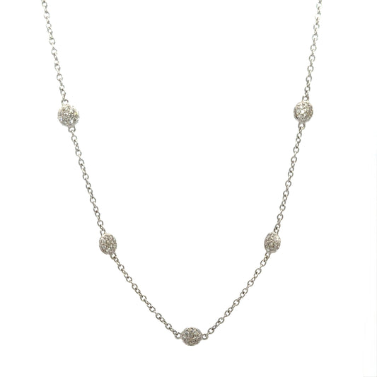 Ippolita 18K White Gold Diamond Station Necklace – 18”