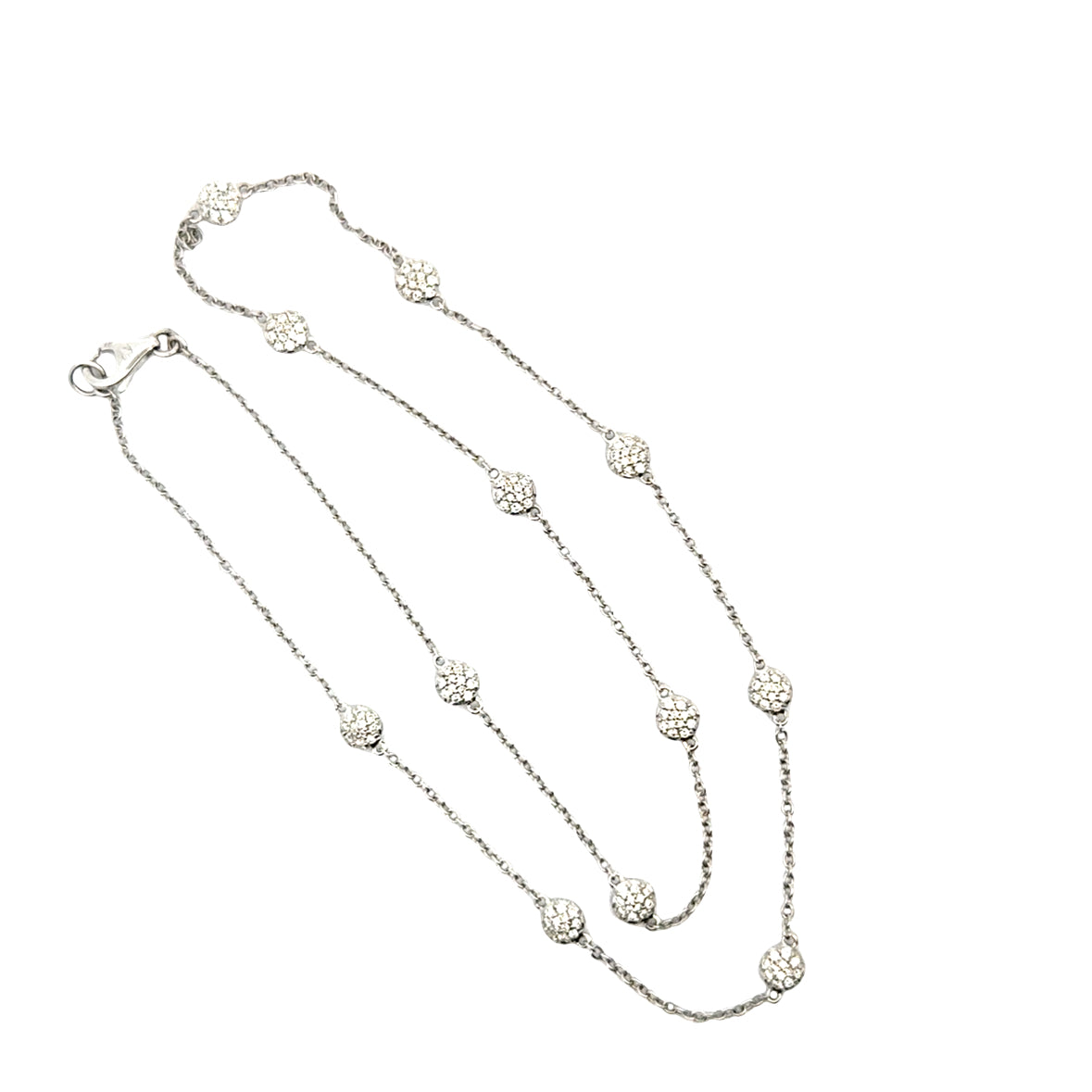 Ippolita 18K White Gold Diamond Station Necklace – 18”