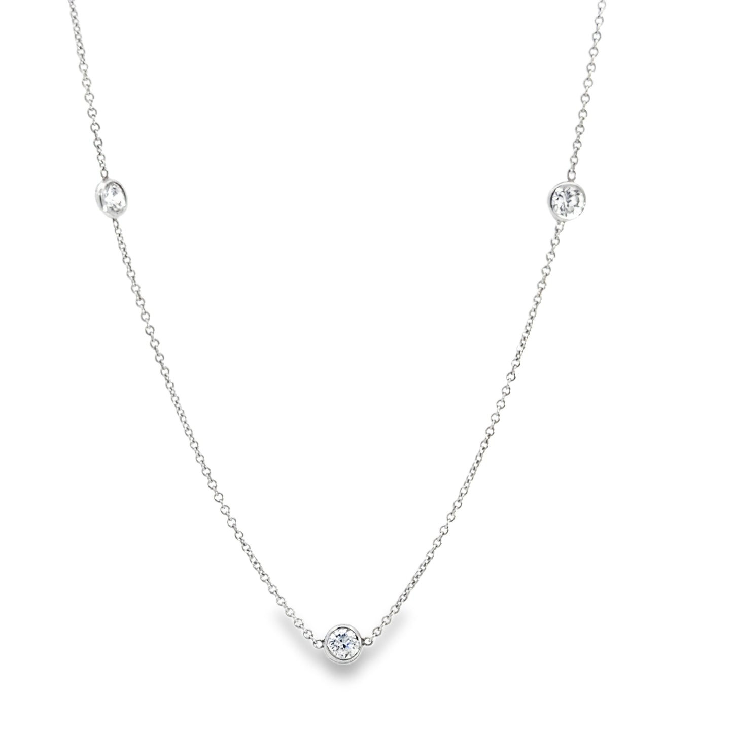 14K White Gold Cubic Zirconia Pendant-Necklace