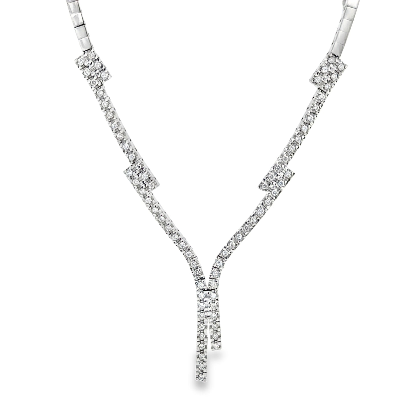 Diamond Fringe Drop Necklace 18K White Gold