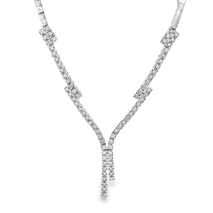 Diamond Fringe Drop Necklace 18K White Gold